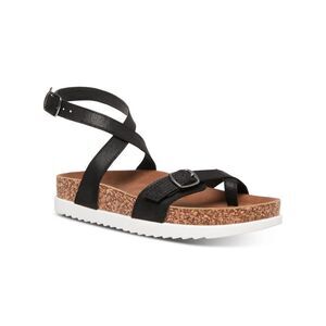 MADDEN GIRL Womens Black 1" Platform Garnett Round Toe Wedge Thong Sandals 7.5 M